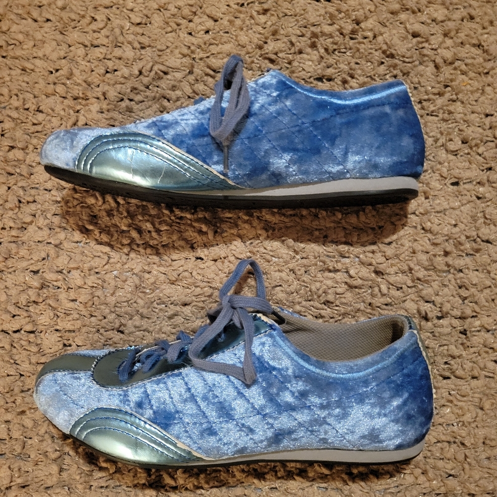 WOMENS VINTAGE BRIDGEWATER STUDIO VELVET SHOES BABY BLUE SIZE 6.5 - Picture 6 of 11